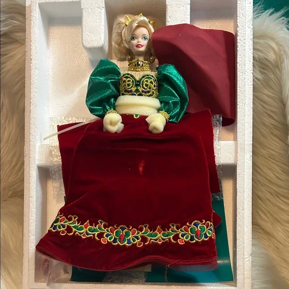 Barbie Doll in Red and Green Gown - Picture 1 of 9